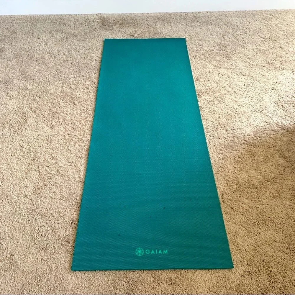 Rare color Gaiam Premium Yoga Mat Green Double Sided Tree floral thick‎